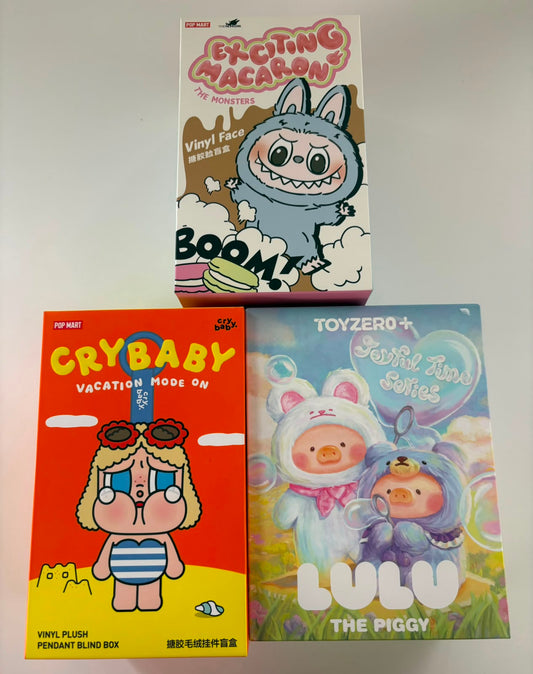 Combo Labubu Macaron + Crybaby Vacation Mode + Lulu | 3 Blind Boxes