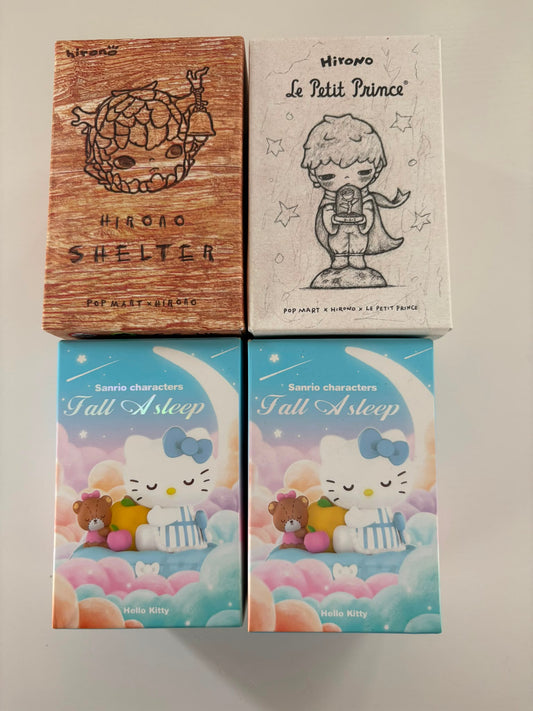 Pack 4 Blind Boxes POP MART: Hirono, El Principito y Hello Kitty